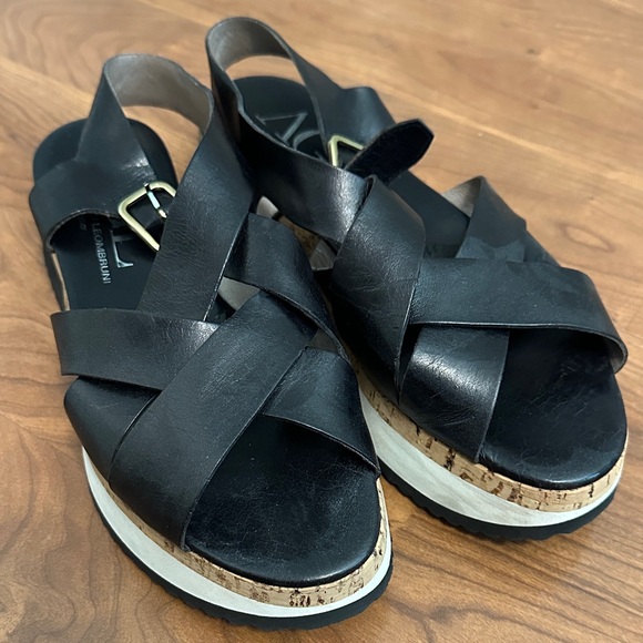 AGL Woven Leather Cork Flatform Sandals - Picture 1 of 1